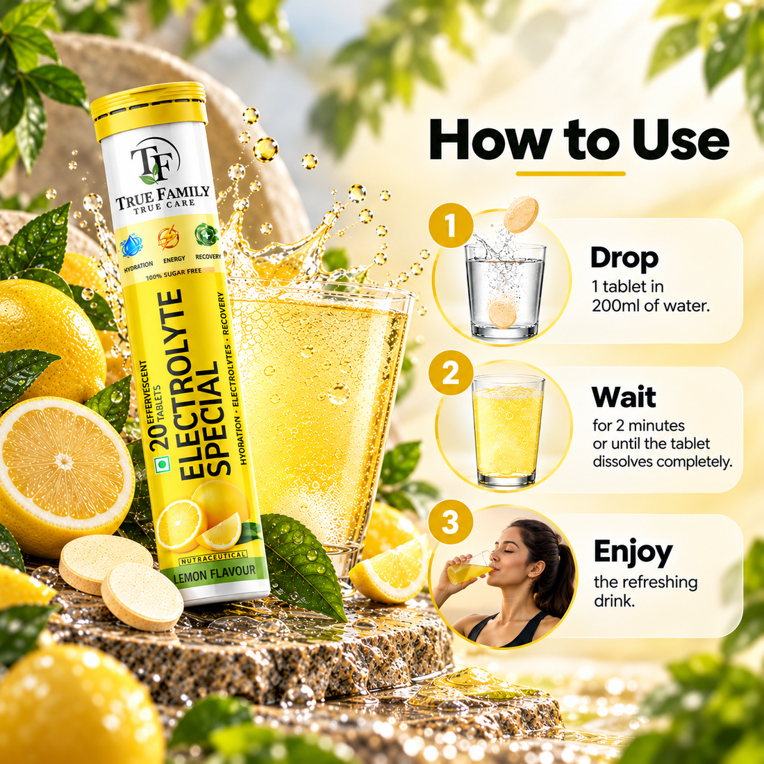 Electrolyte Special Effervescent Tablets – Lemon Flavour | 20 Tablets